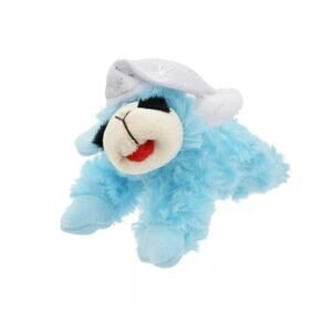 Lamb Chop Small 6 in Plush Dog Toy Holiday Blue Sparkle Hat Squeaky Toss‎ New